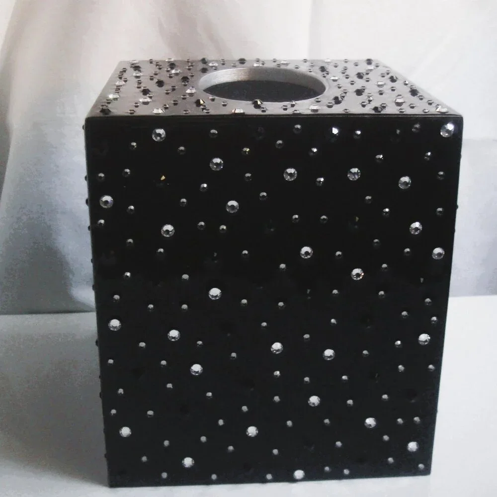 MIKE+ALLY NYC Crystal Ebony Black Boutique Tissue Box Cover